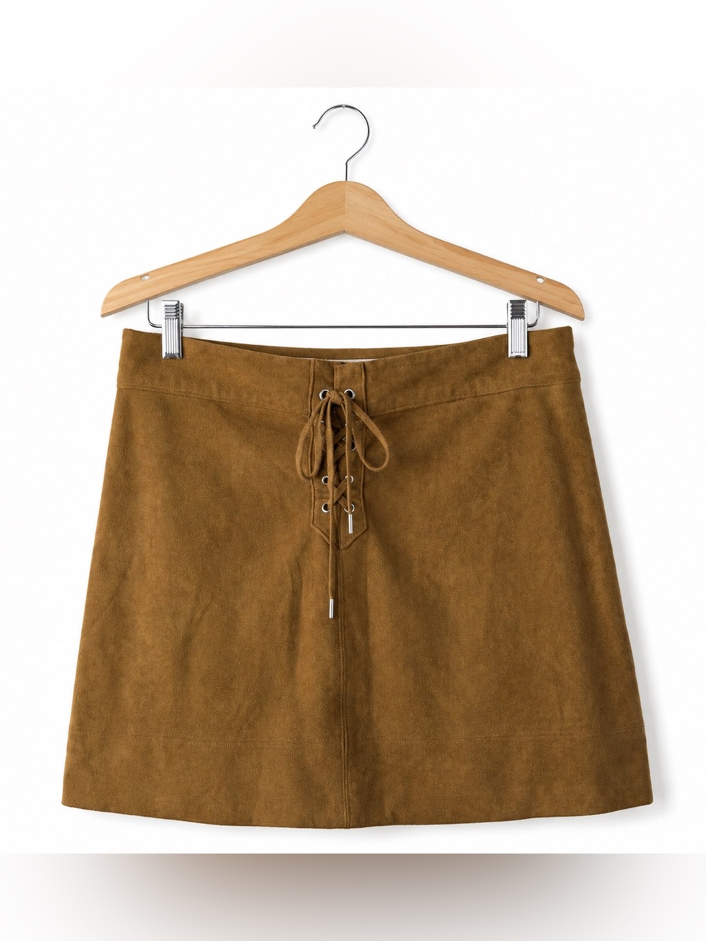 Abercrombie & Fitch Faux Suede Lace-Up Mini Skirt Brown Size 8 Boho Y2K Festival